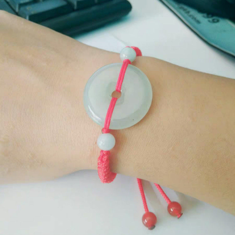 20经典款绳编半成品手链diy平安扣转运珠材料红黑男女饰品两条装