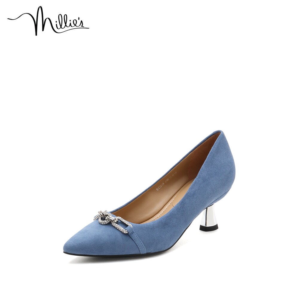 millies妙丽2021秋商场同款羊绒时尚通勤细跟女单鞋sco16cq1