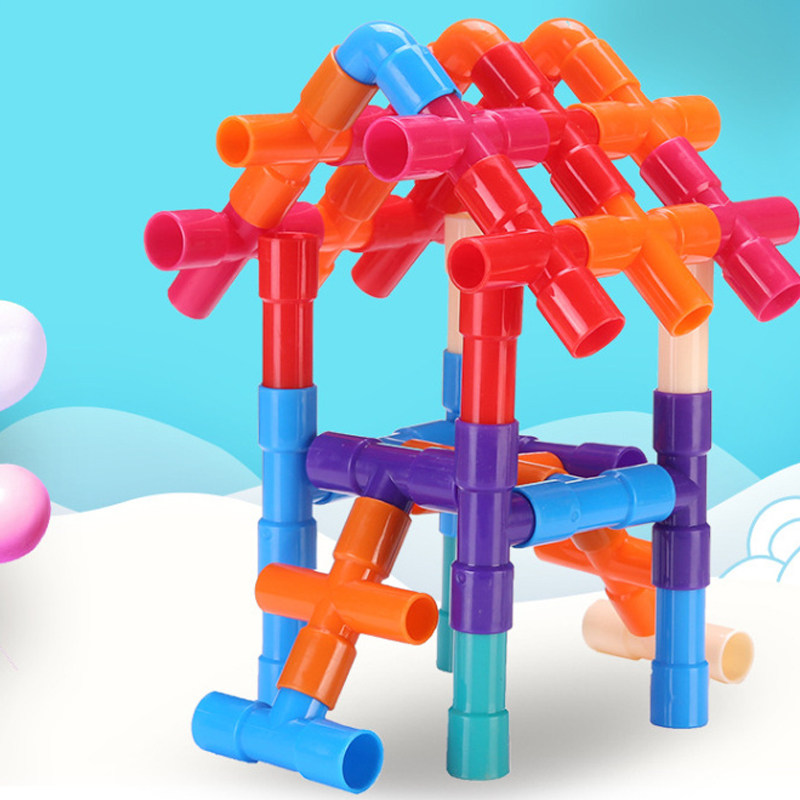 儿童积木水管状拼插拼接幼儿园桌面早教益智玩具加厚中号管道积木