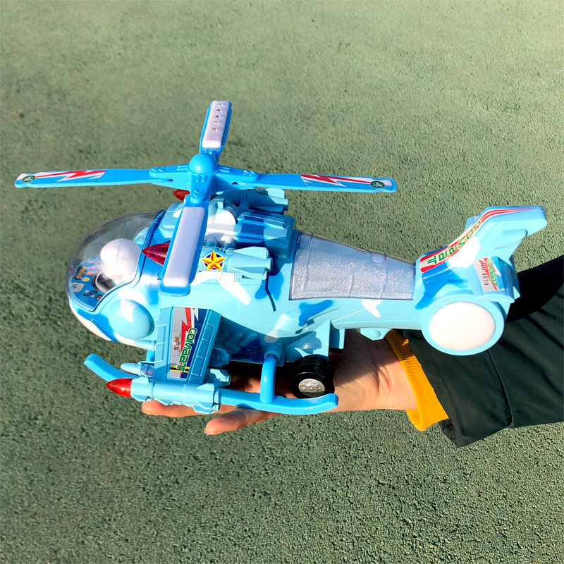 大号儿童玩具飞机电动音乐万向直升机战斗机闪光地面滑行男孩礼物
