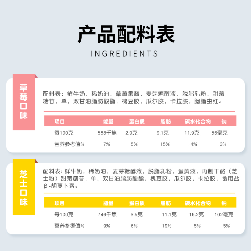 可米酷冰淇淋配料表图片