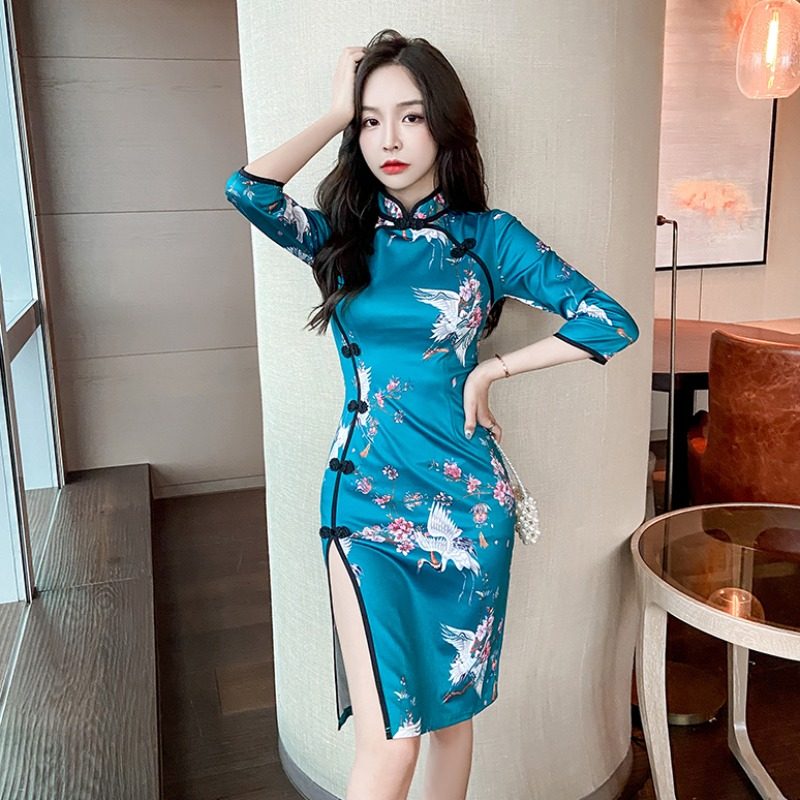 中国国风改良旗袍复古气质优雅女人味年轻修身旗袍