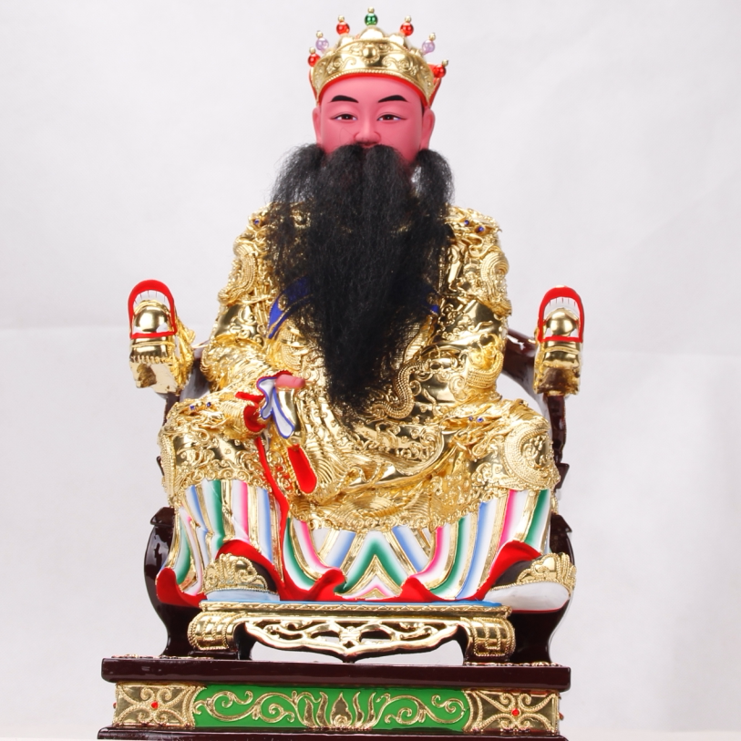 新品家用香樟樟木雕刻保生大帝神像贴金大道木雕