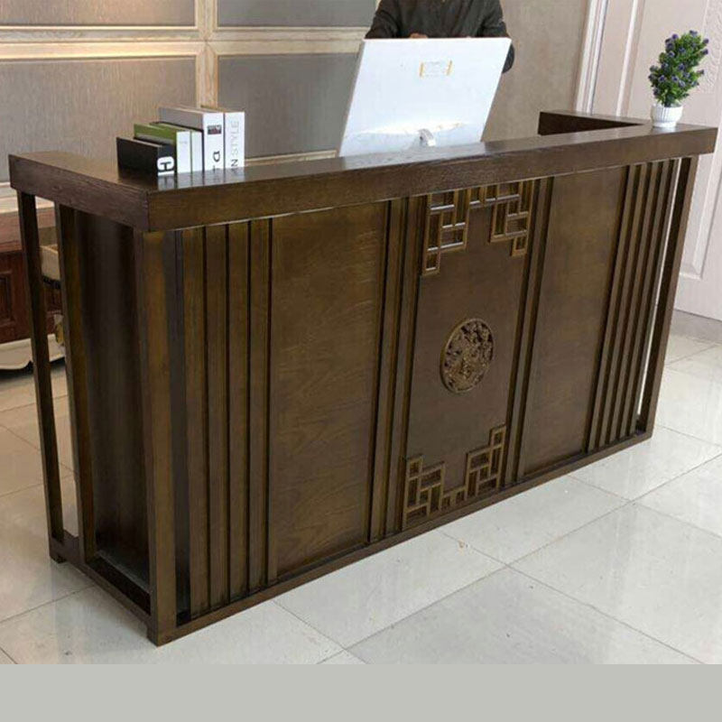 中式接待茶馆实木新中式收银台小型店铺收银台