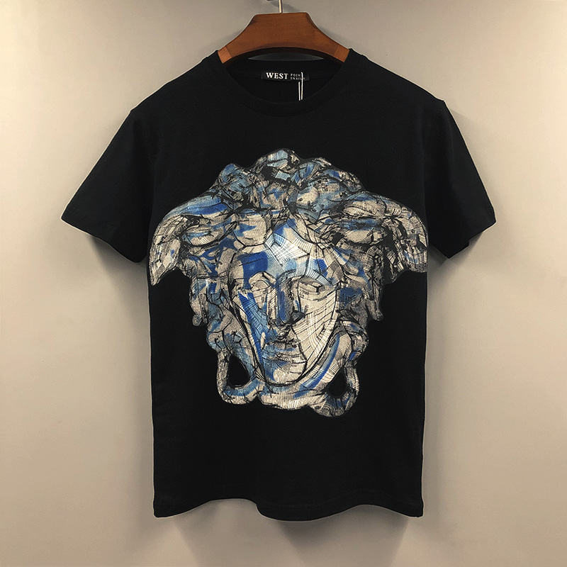 欧美潮流帅气休闲港风宽松人物头像纯棉男女学生短袖t恤潮牌情侣