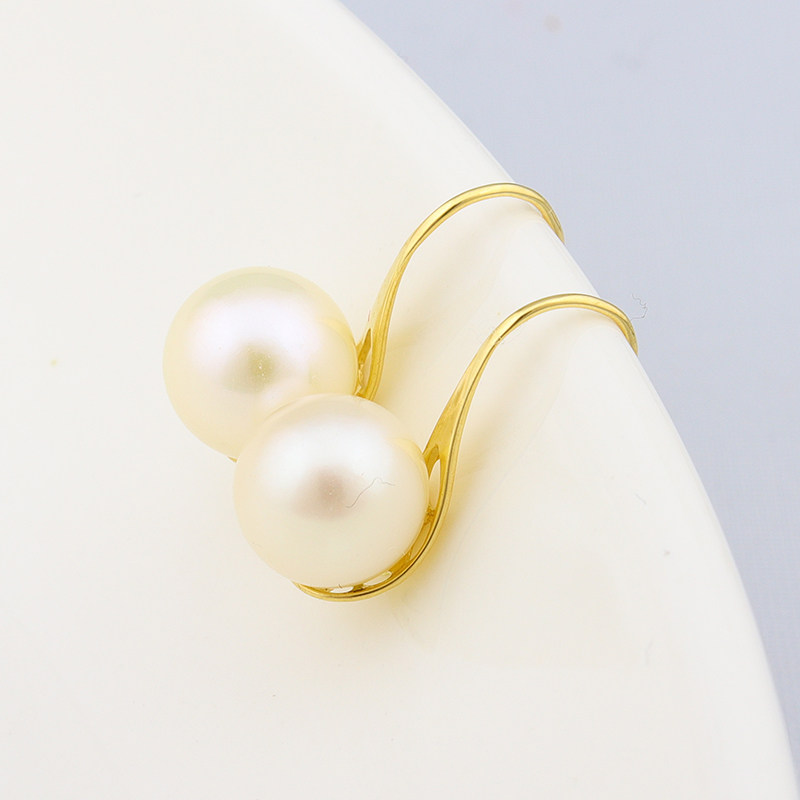 新品18k金高跟鞋耳勾珍珠耳环蜜蜡耳钩au750镂空耳饰diy配件包邮