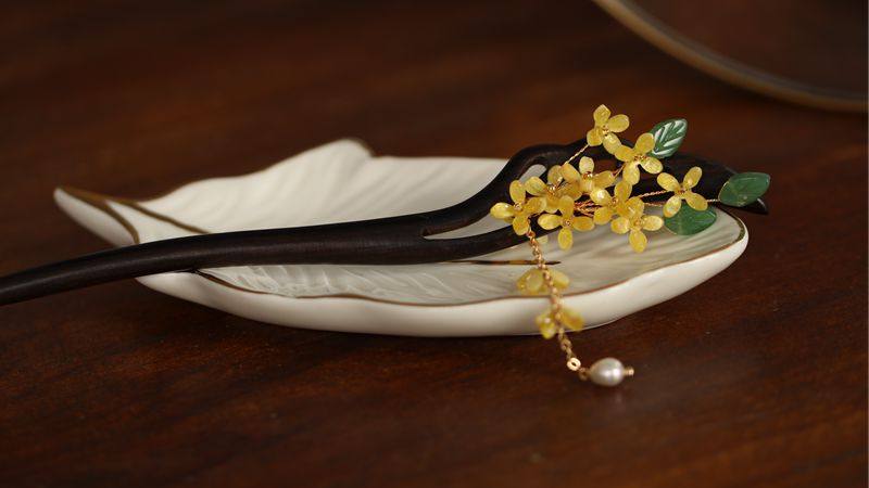 木簪流苏桂花簪子日常简约配饰国风古典旗袍茶服清新发饰头饰