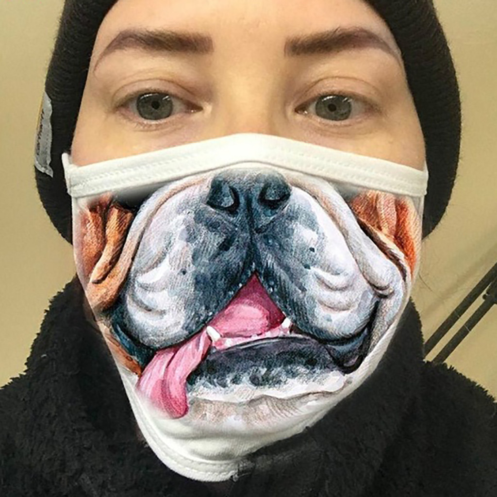 口罩外贸创意卡通印花棉布透气网红狗头定制口罩