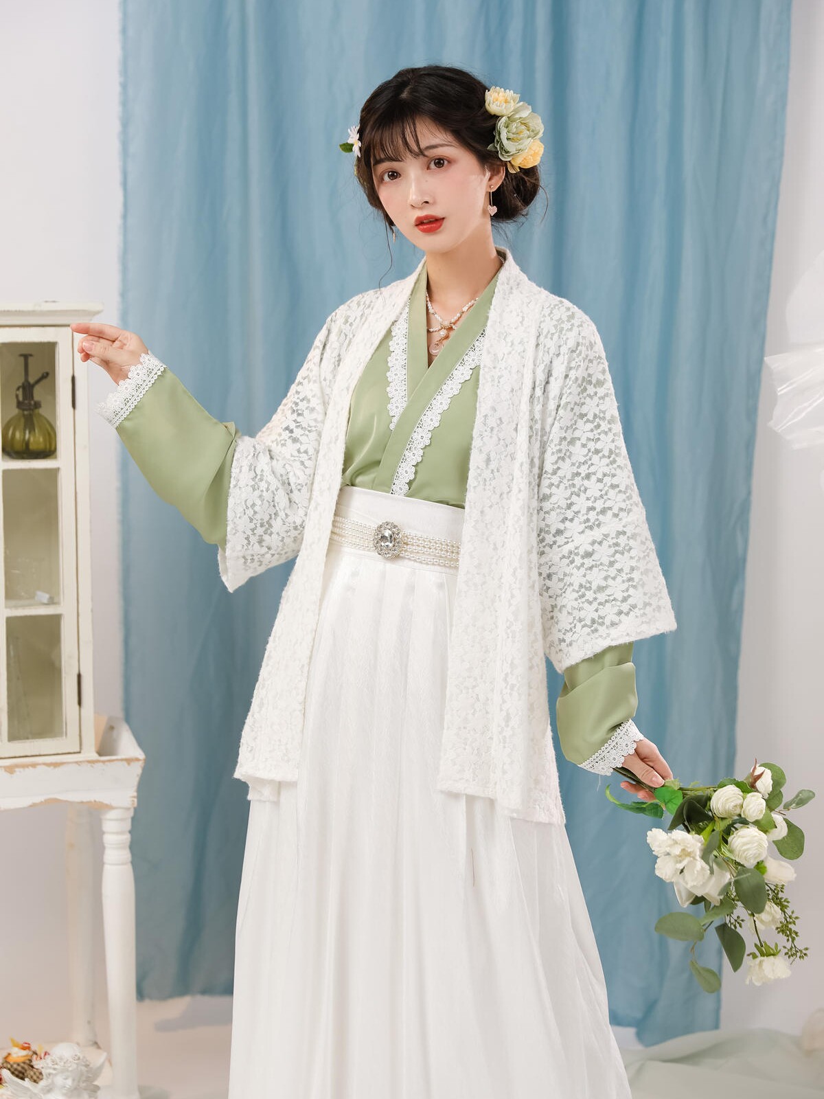灵溪阁森林莓果汉服宋制飞机袖对襟短衫百褶裙日常汉元素春夏