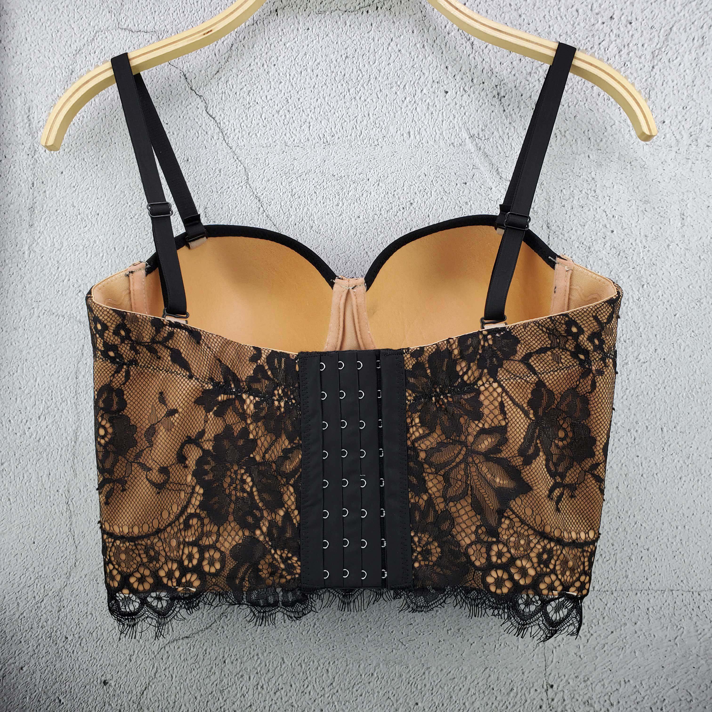 蕾丝吊带背心女外胸衣短款性感显胸露肩内搭背心吊带