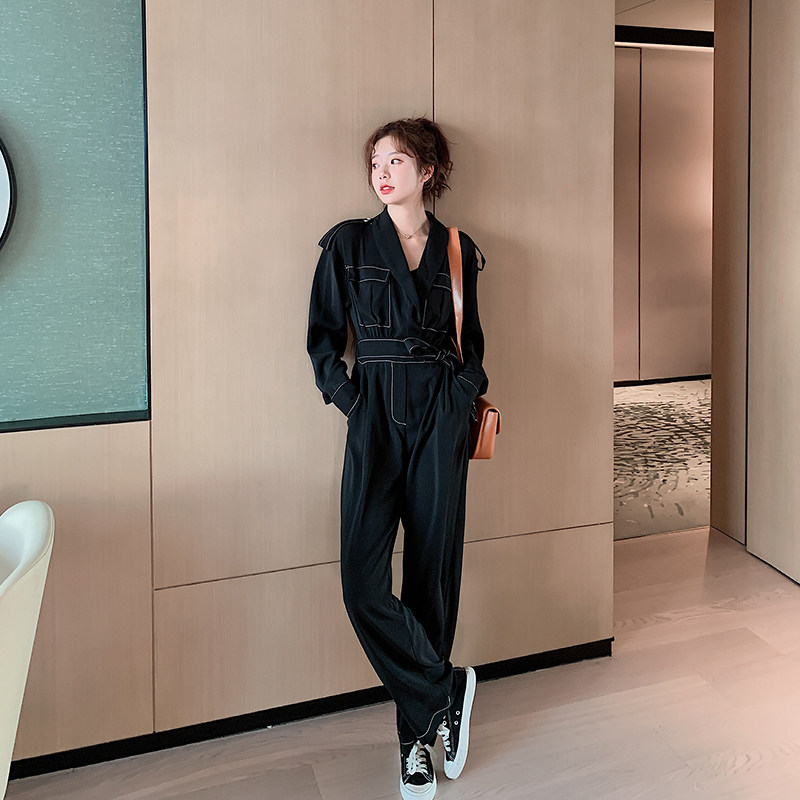 工装连体裤女韩版宽松显瘦帅气休闲百搭连衣裤套装2020春新款长裤
