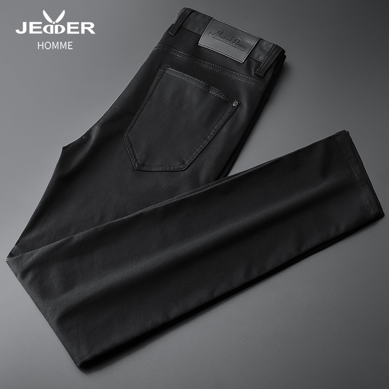 男士牛仔裤秋冬款黑色宽松直筒牛仔长裤休闲男裤厚款修身男裤子潮