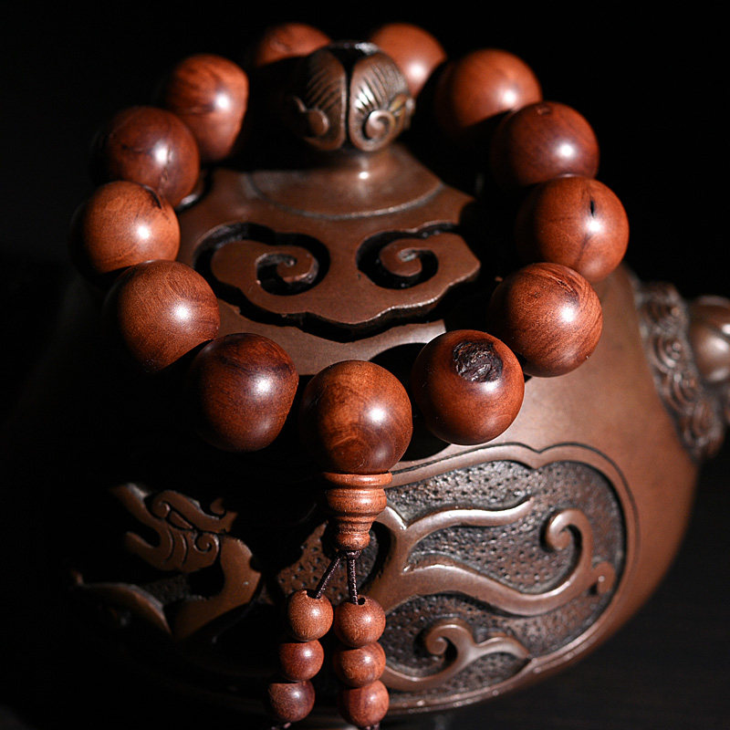 雷击天然枣木手木质手链男士道珠吉祥平安文玩手串