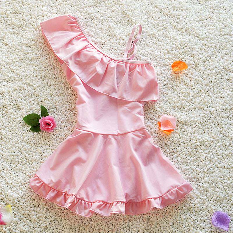 儿童泳衣女孩中大女童连体裙式粉色游泳衣317岁泳衣裤