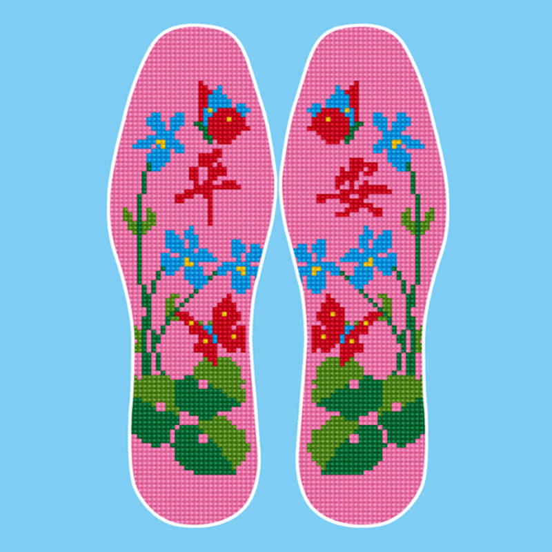 可选图案手工十字绣鞋垫半成品加厚印花不褪色带居家棉拖