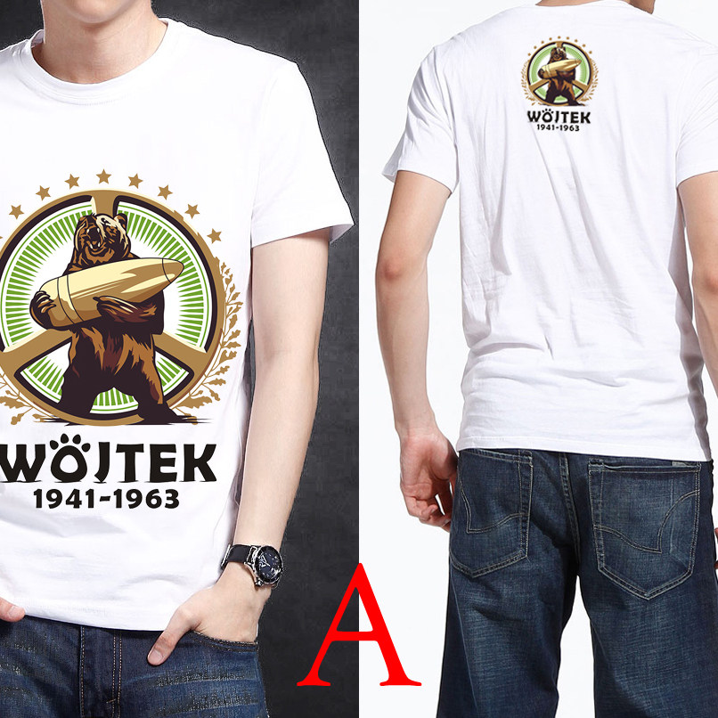 印花白色短袖熊短袖炮弹包邮军熊炮弹战斗波兰和平t恤