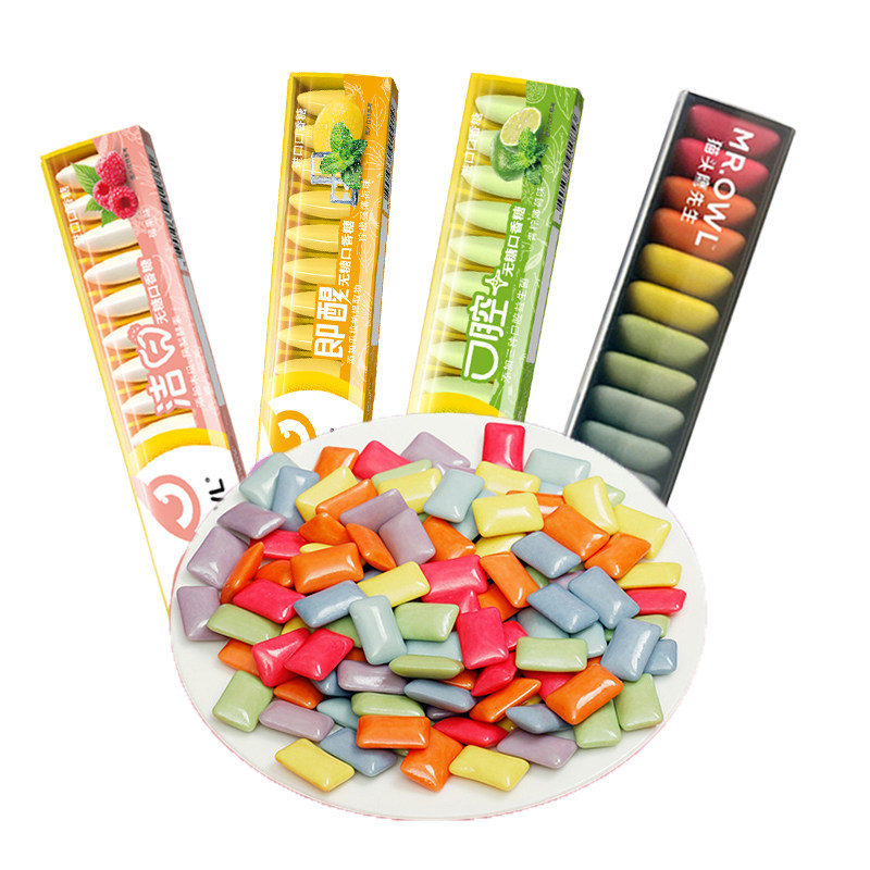 韩国进口猫头鹰先生口香糖健萃196g彩虹木糖醇强口香糖