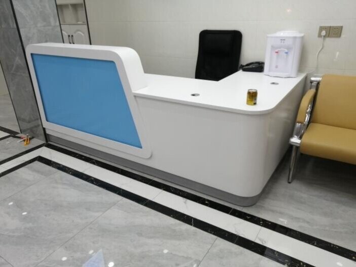 医院培训机构咨询台门诊导诊异型吧台牙科烤漆整形前台