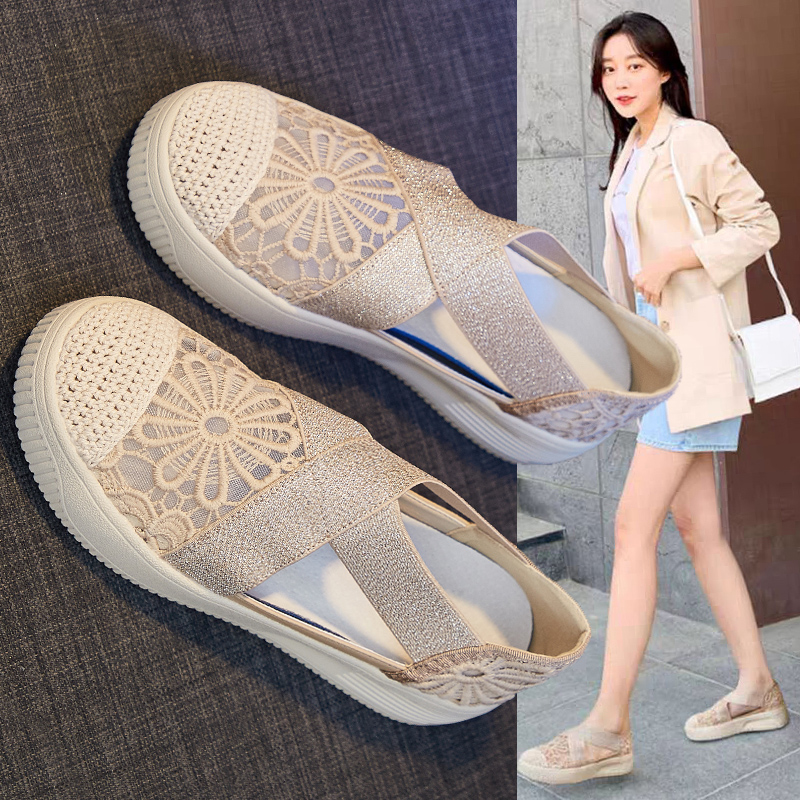 一脚蹬渔夫鞋2022年新款夏季懒人凉鞋厚底夏款单鞋女网面透气鞋子