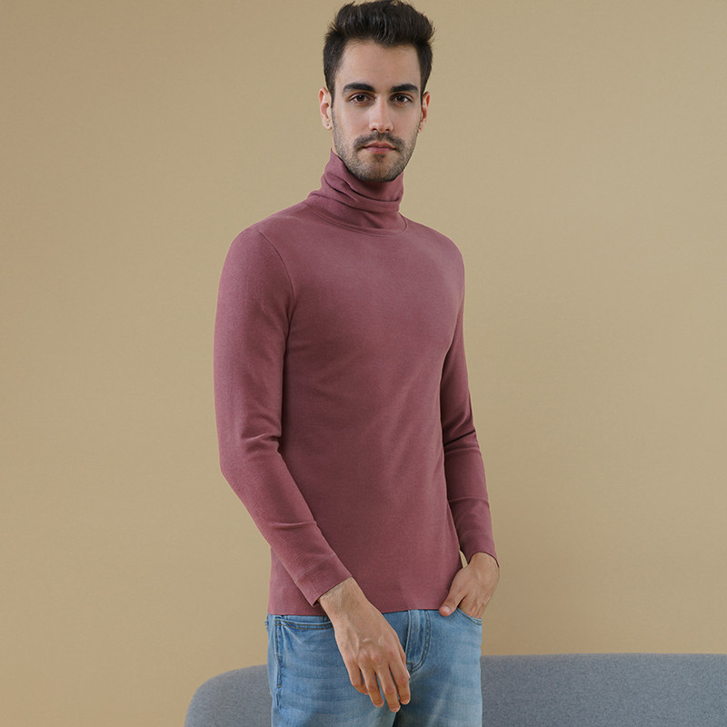 高领男士秋衣单件上衣德绒无痕保暖内衣加绒加厚打底衫外穿潮冬季