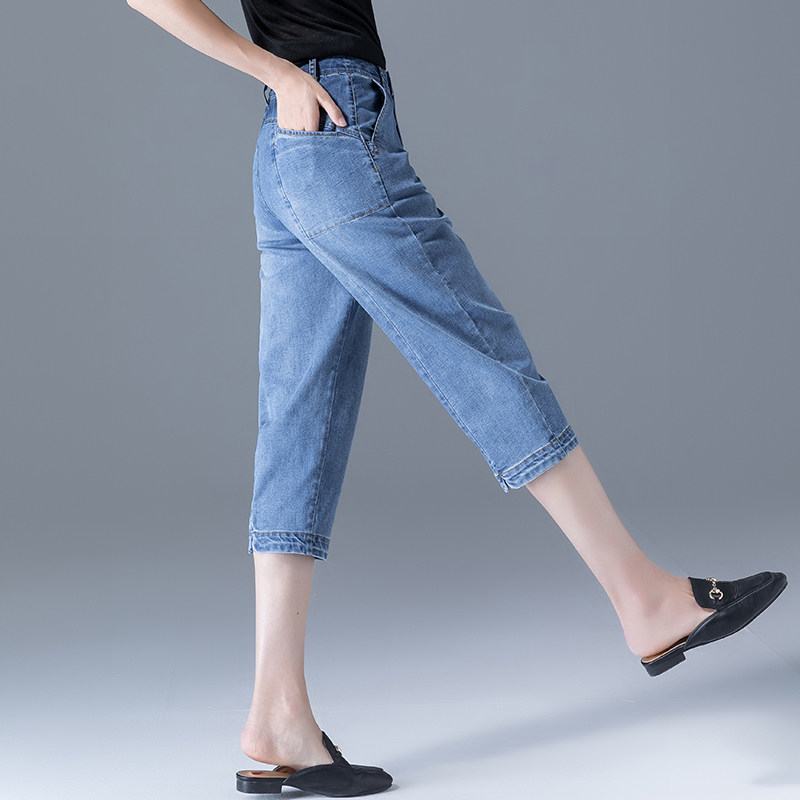 女裤老爹八分小个子萝卜高腰夏季牛仔裤夏薄款裤女牛仔裤