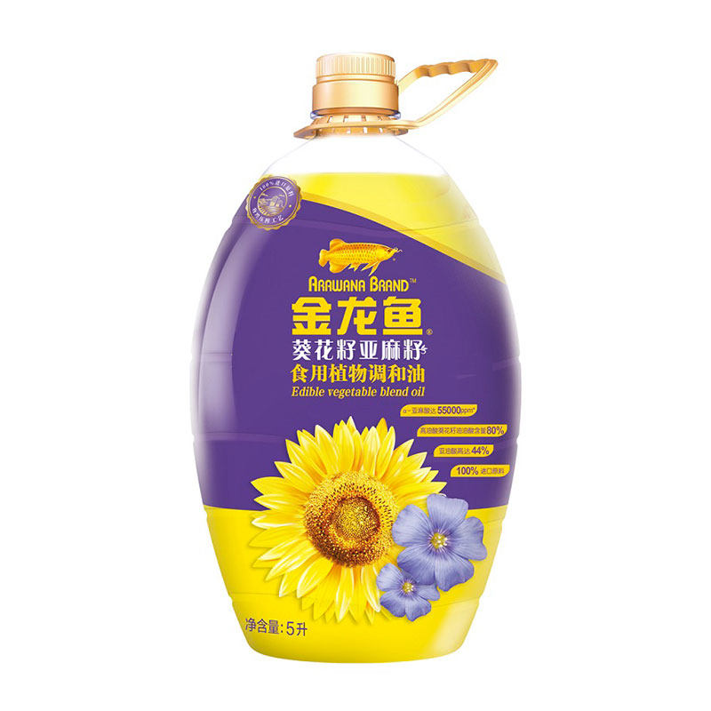 金龙鱼葵花籽亚麻调和油5l食用油桶装家用5升植物油葵花籽油