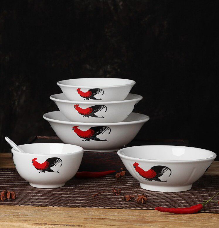 老式碗不烫手古代公鸡复古餐具土碗怀旧家用碗