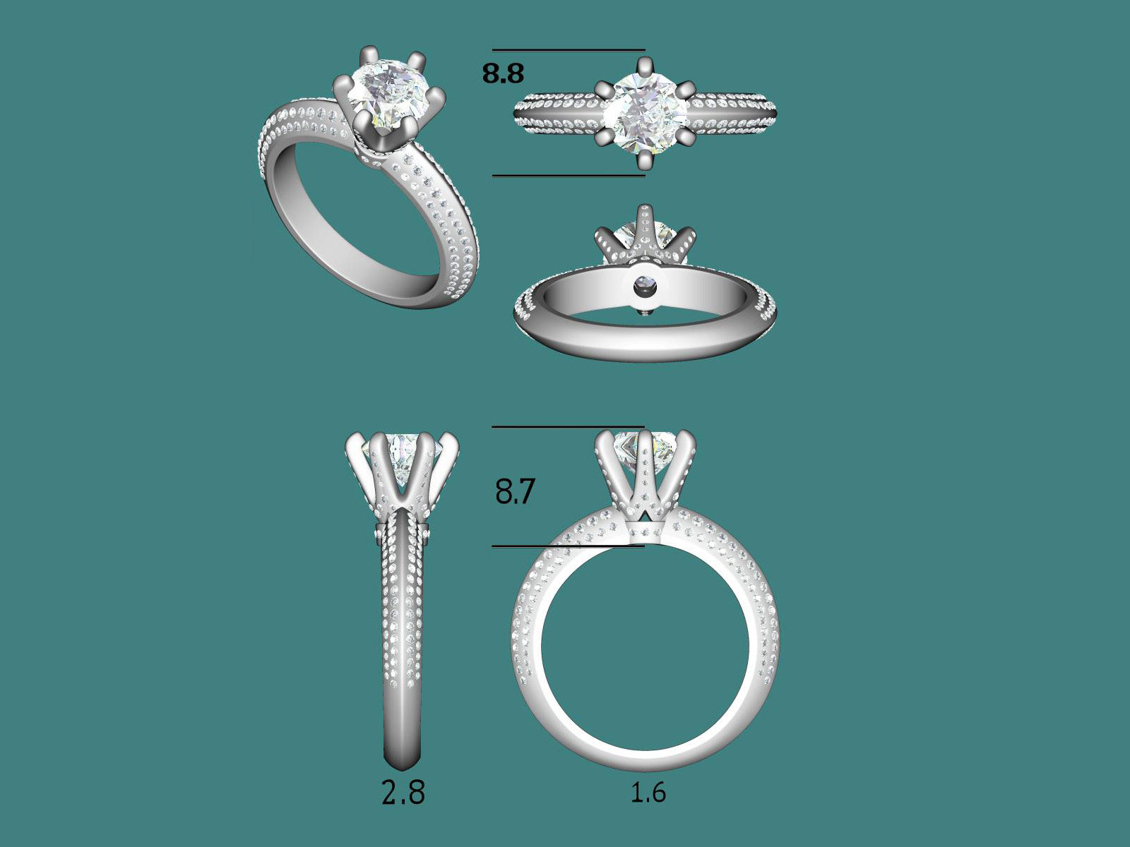 定制婚戒1克拉六爪钻戒18k白金钻石戒指50分手饰