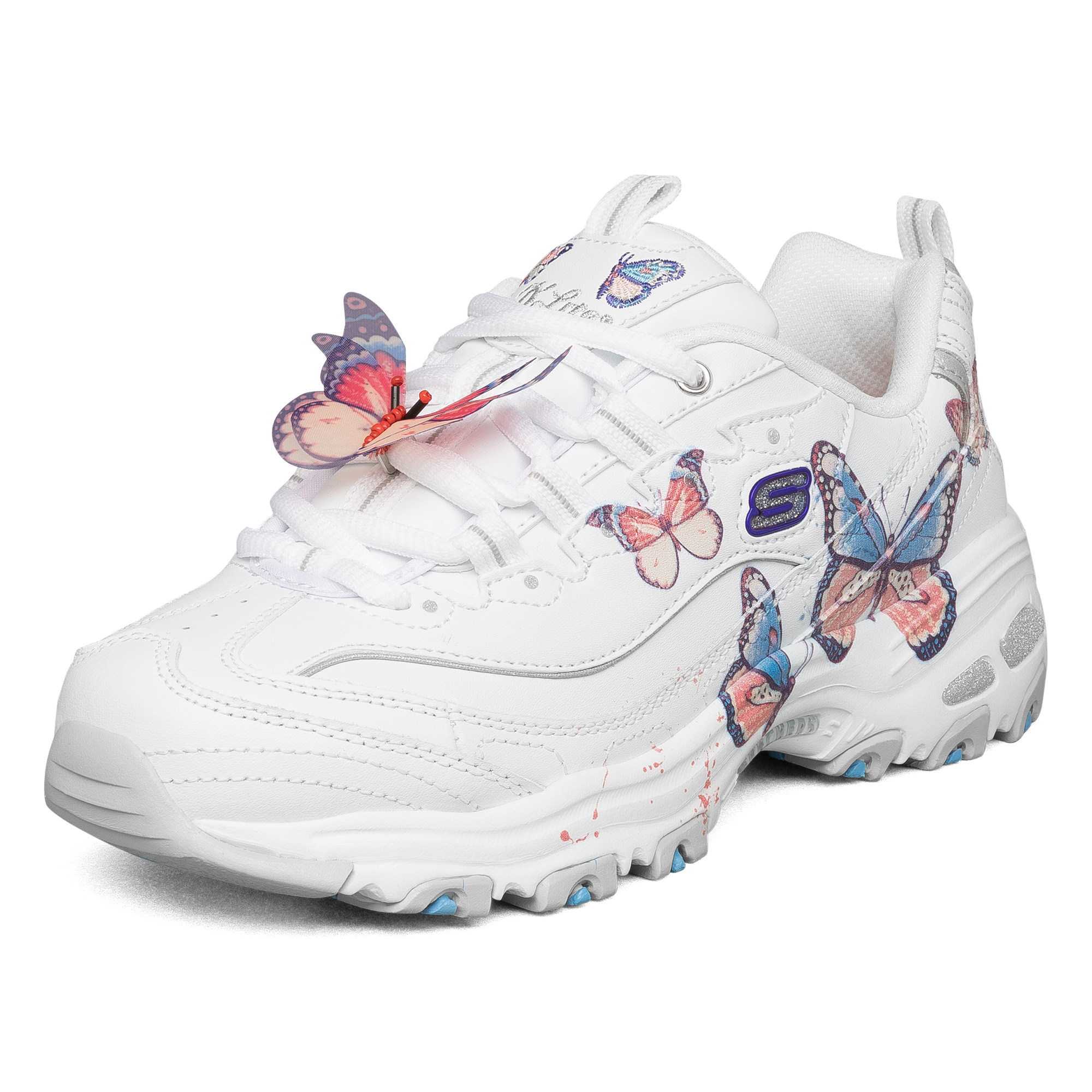 skechers斯凯奇秋季新品女士厚底老爹时尚蝴蝶图案时尚休闲鞋