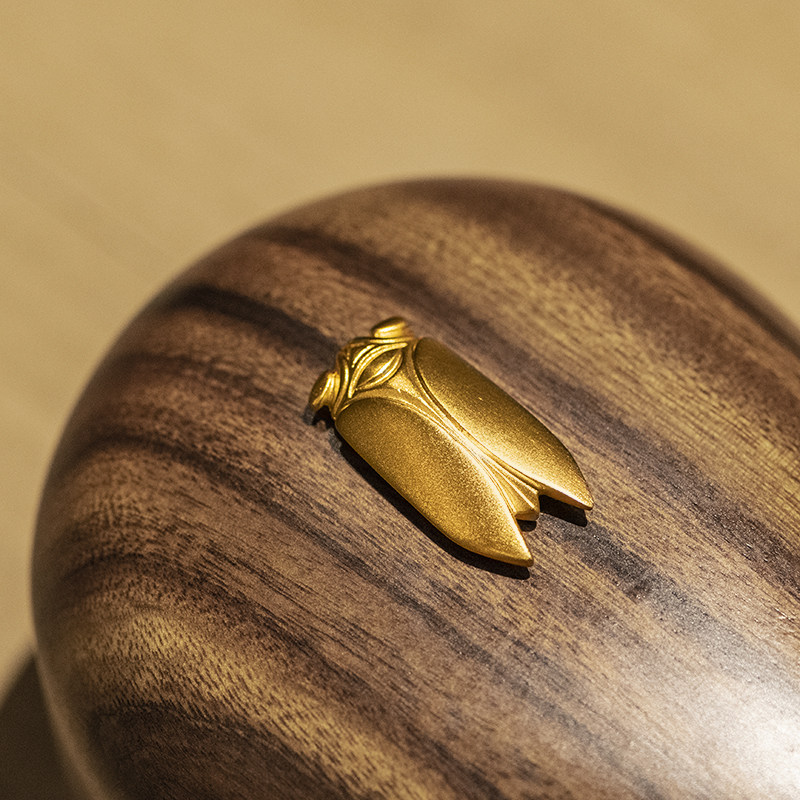 金米黄金金蝉吊坠男女款纯金足金999一鸣惊人挂件古法汉八刀颈饰