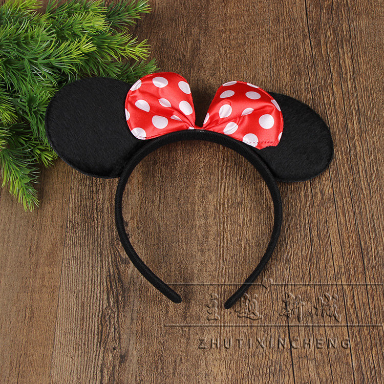米妮发卡头饰成人儿童米老鼠耳朵摄影发箍米奇造型派对表演发饰