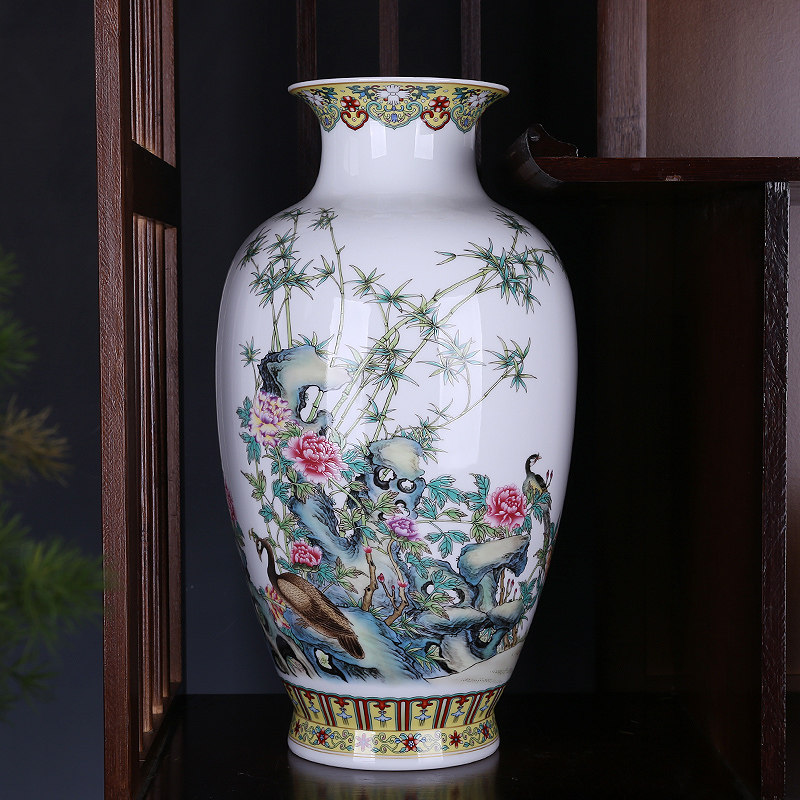 景德镇仿古陶瓷器粉彩花瓶中式古董古物装饰收藏品花瓶