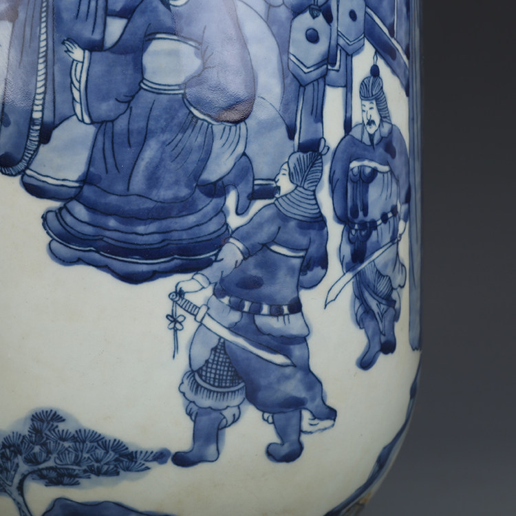 大清康熙青花人物棒槌景德镇仿古瓷器古董古玩花瓶