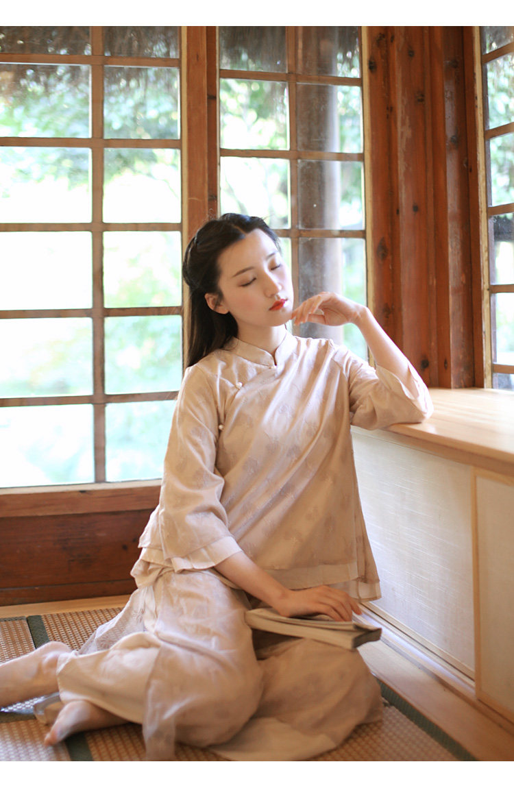 汉服女旗袍改良少女茶服蕾丝中国风汉元素盘扣上衣民国风女装唐装