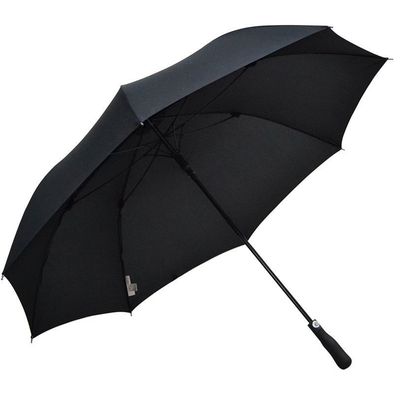 树邻简约英伦男纯黑色车用强防风超大双人长伞 长柄伞 大号晴雨伞