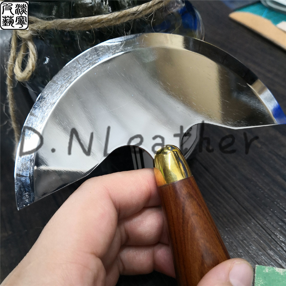 法式半圆裁皮刀手工diy皮具檀木柄圆刀削薄专业切纸刀