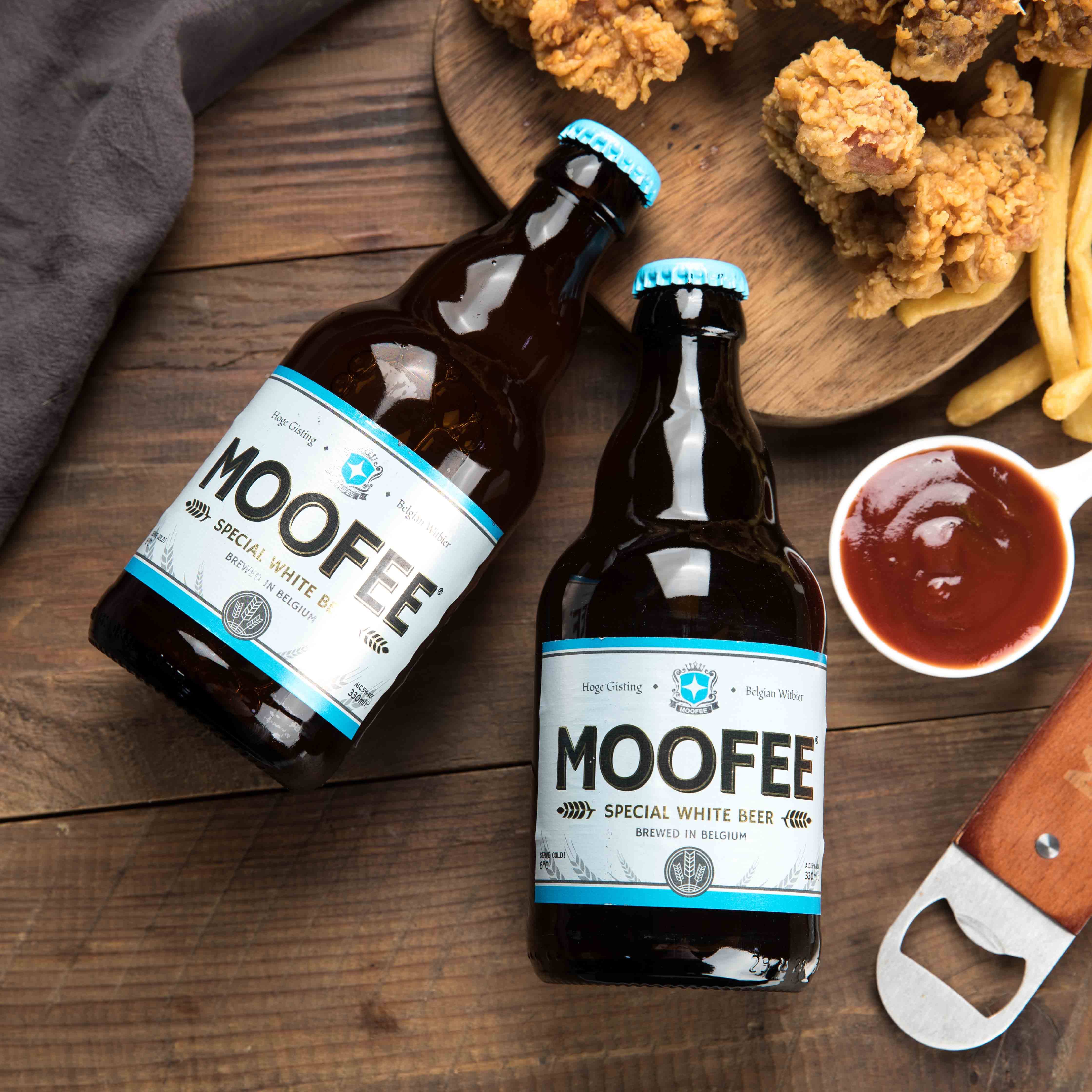 比利时进口慕妃啤酒moofee小麦白啤酒330ml*12瓶pk白熊古老酒厂-mc