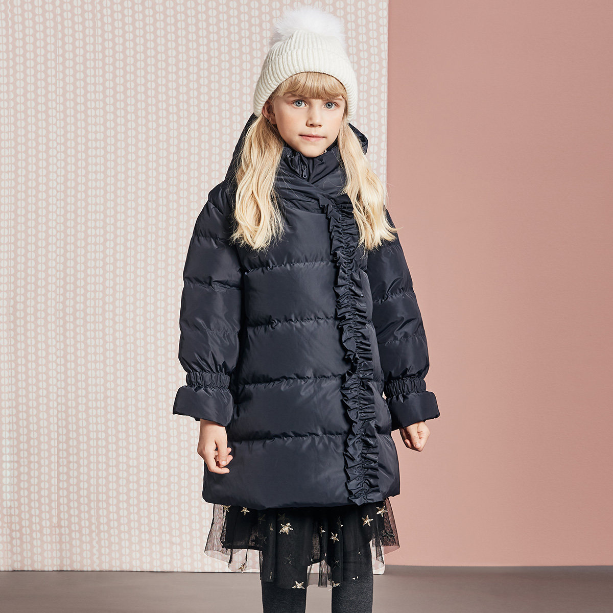 奥莱清仓特价戴维贝拉kids冬季女童中长中大童羽羽绒服