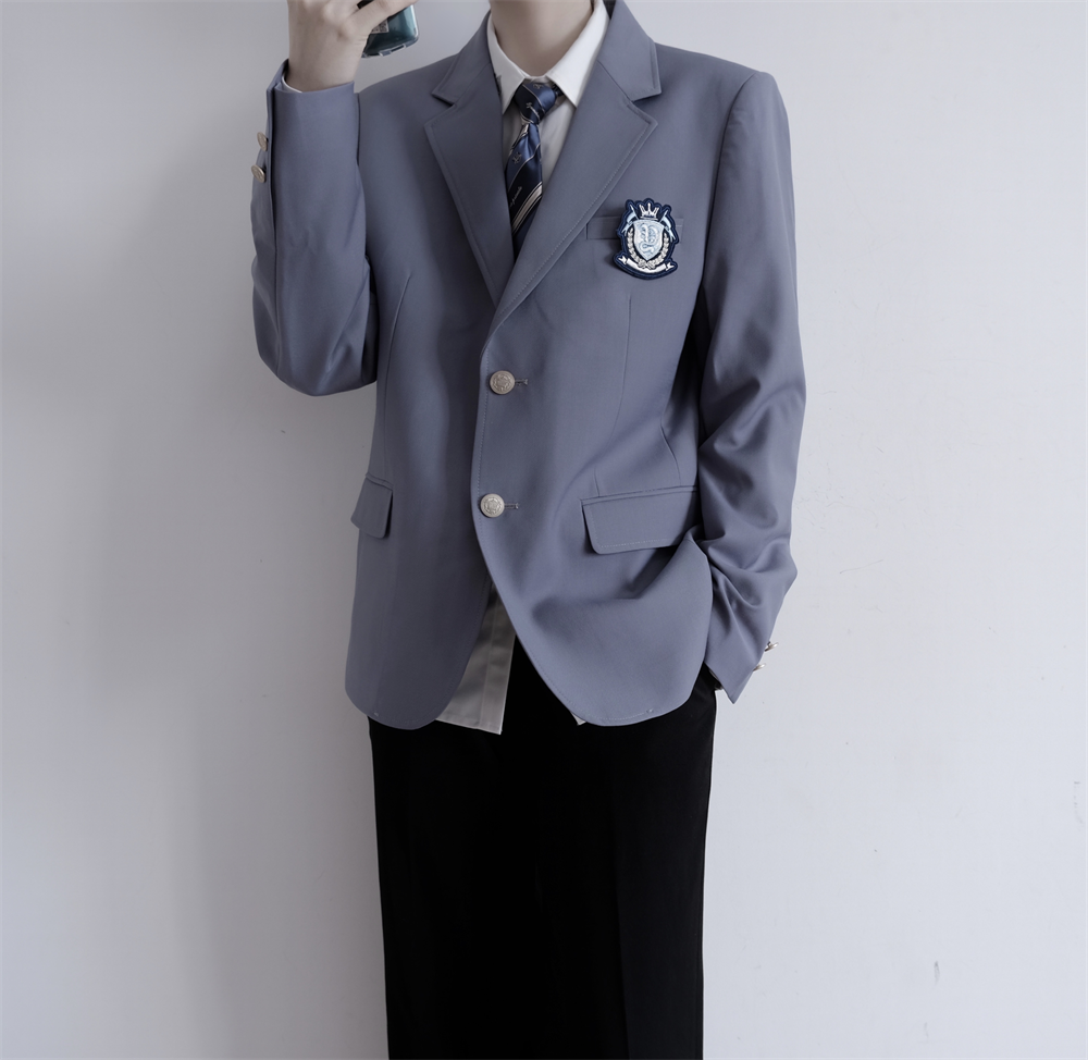 刺篇送徽章dk制服学院风两粒扣栗子色西服西装外套男秋冬