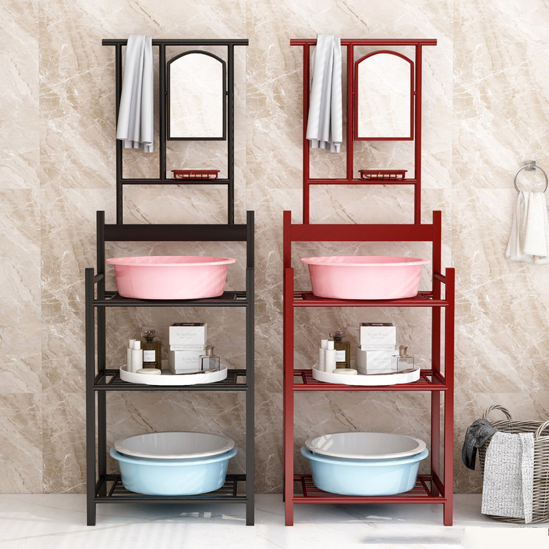 洗脸架子落地家用打孔面盆盆架浴室卫生间老式浴室角架