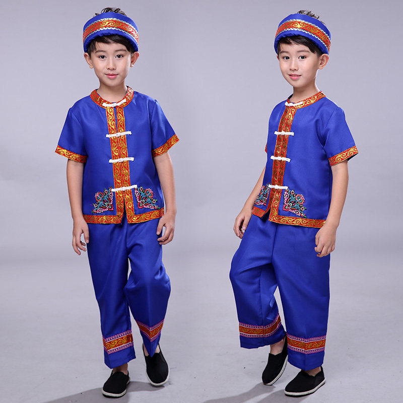 苗族演出服少数民族舞蹈服装儿童彝族壮族夏季男童其他民族服装