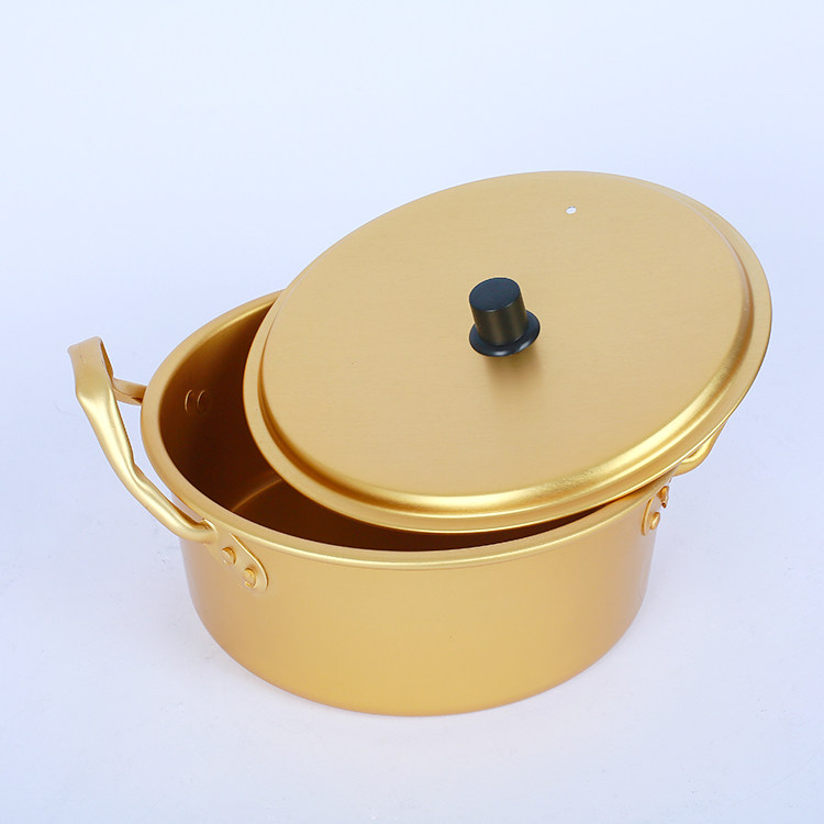 铝锅韩国煮锅双耳家用汤锅黄铝锅拉面网红泡面汤锅