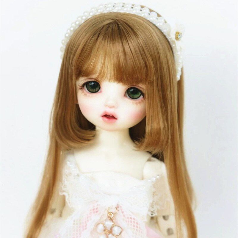 bjd娃娃假发346分小布娃发粉渐变蓝色长卷卷发整顶假发