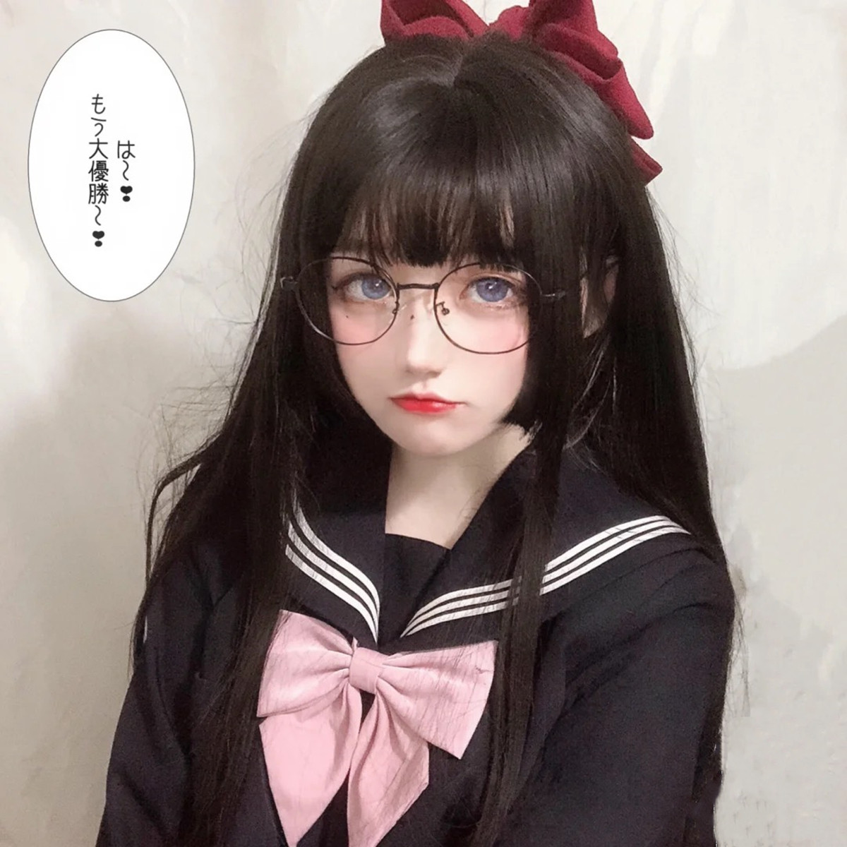 jk日系假发姬发公主黑色长直逼真空气刘海日常整顶假发