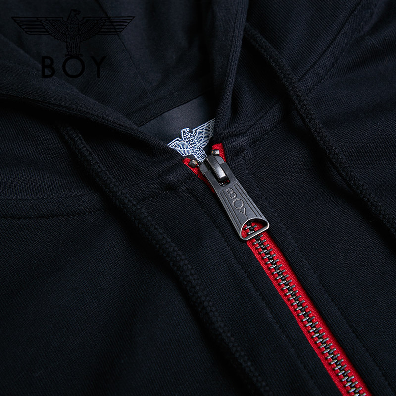 boylondon旗舰官网春季潮流双色烫钻老鹰情侣连帽开衫卫衣211302