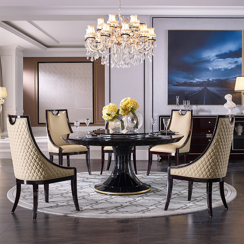 餐台拉菲德堡实木时尚组合餐椅餐桌简约新古典轻奢餐桌