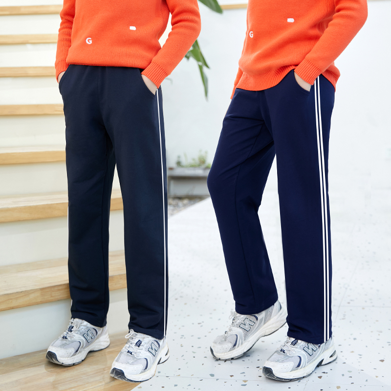 校服裤子小学生加绒加厚春秋秋冬季纯棉藏青青色裤子