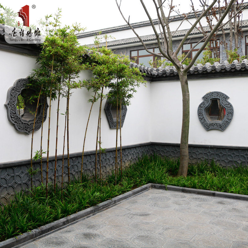 唐语砖雕 仿古砖雕青砖浮雕摆件四合院墙面镂空透窗什锦窗lk800-3