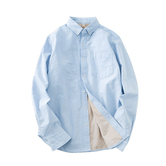 Men's all-match casual warm shirt winter base youth plus velvet thick cotton Oxford long-sleeved shirt Men's all-match casual warm shirt winter base youth plus velvet thick cotton Oxford long-sleeved shirt