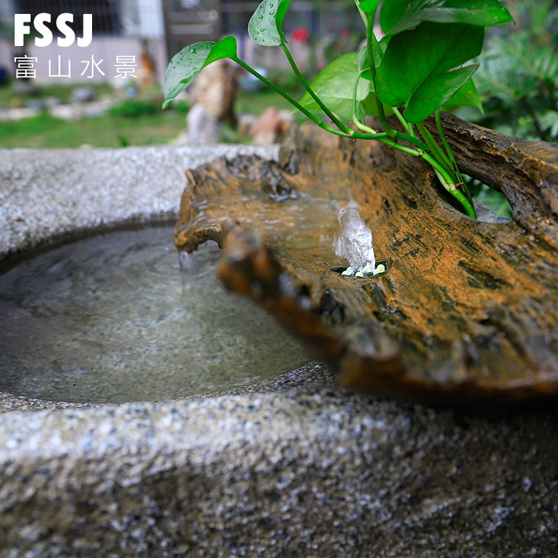 庭院花园石槽流水景观喷泉户外园林仿古做旧摆件